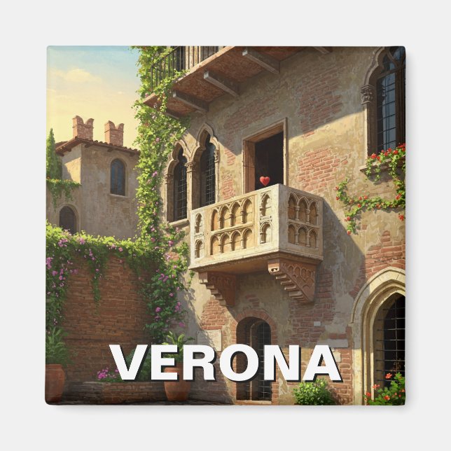 Verona Balcony Italy Travel Magnet (Front)