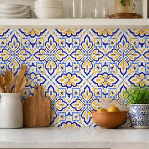 Verona Fleur Elegant Indigo Honey  Mediterranean Ceramic Tile