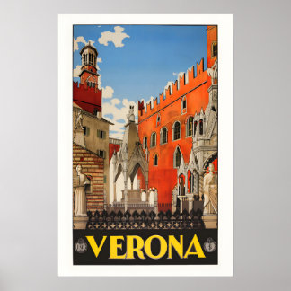 Verona Italy 1938 - Vintage Style Travel Poster