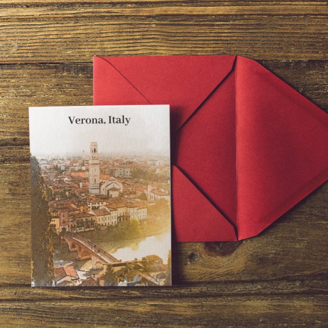 Verona Italy City Silhouette Watercolor Painting Postcard (Verona Italy City Silhouette Watercolor Painting Postcard)