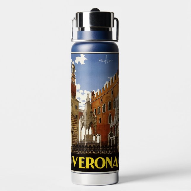 Verona Italy Custom Name Water Bottle (Back)
