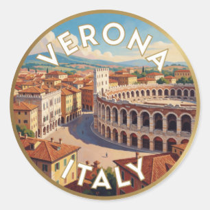 Verona Italy Historic Travel Scene ☀️ Classic Round Sticker