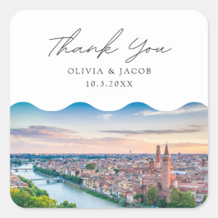 Verona Italy Photo Wedding Favour Thank You Square Sticker