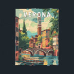 Verona Italy Travel Art Vintage Fleece Blanket<br><div class="desc">Verona retro vector travel design. Verona is a city in northern Italy’s Veneto region,  with a mediaeval old town built between the meandering Adige River. It’s famous for being the setting of Shakespeare’s "Romeo and Juliet."</div>