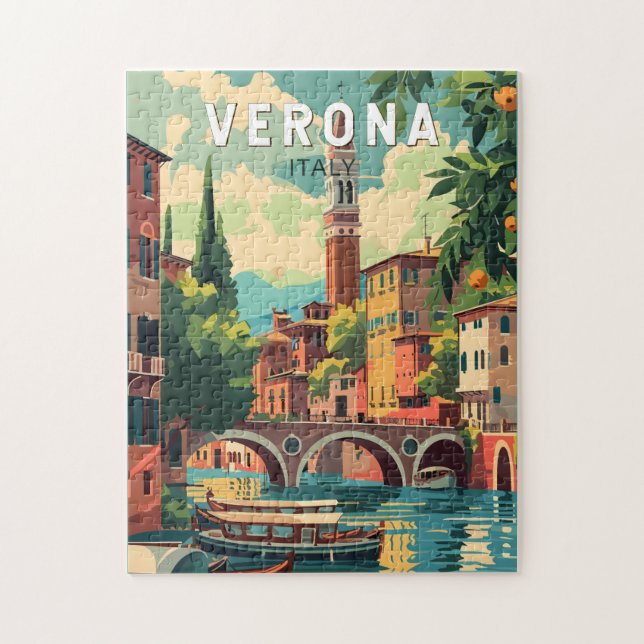 Verona Italy Travel Art Vintage Jigsaw Puzzle (Vertical)