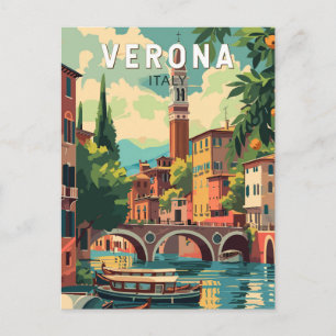 Verona Italy Travel Art Vintage Postcard