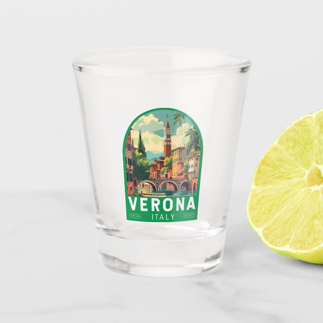 Verona Italy Travel Art Vintage Shot Glass (Front)