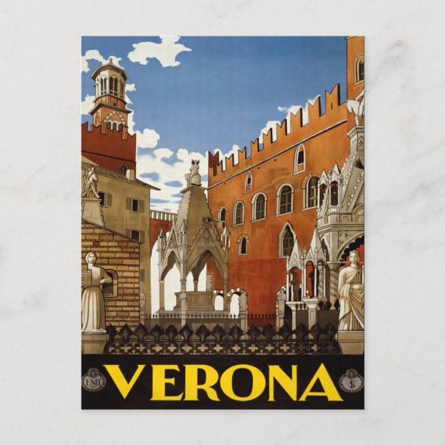 Verona, Italy Vintage Travel Postcard (Front)