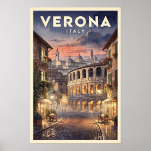 Verona Italy Vintage Travel Poster