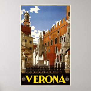 Verona Italy vintage travel poster