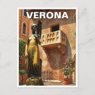 Verona Juliet Statue Balcony Italy Travel Postcard