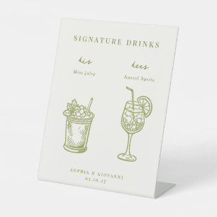 VERONA Minimalist Wedding Signature Drinks Pedestal Sign