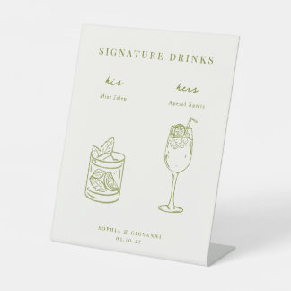 VERONA Minimalist Wedding Signature Drinks Pedestal Sign