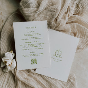 VERONA Moss Green Wedding Details Card