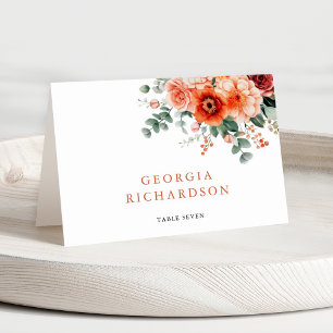 Verona Sunset Bright Orange Modern  Place Card