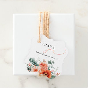 Verona Sunset Bright Orange Weddin Thank you Favour Tags