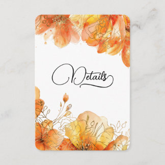 Verona Sunset Floral Gold Wedding Details  Enclosure Card