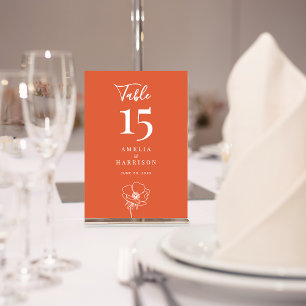 Verona Sunset Floral Wedding Small Table Number