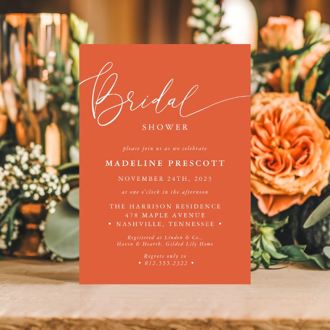 Verona Sunset Modern Calligraphy Bridal Shower Invitation (Creator Uploaded)