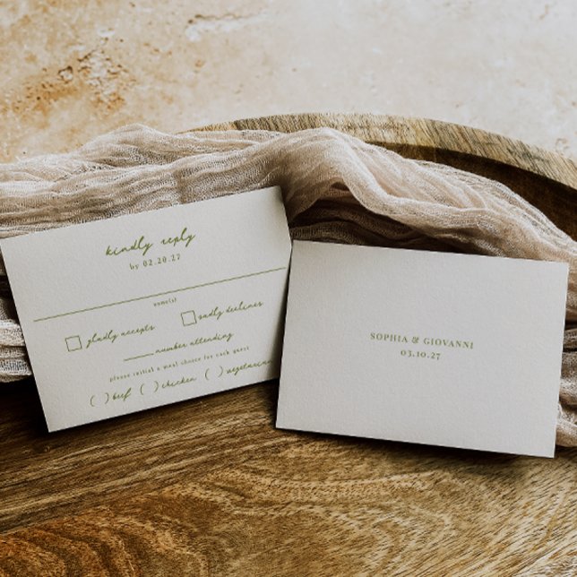 VERONA Sunset Moss Meal Choice Wedding RSVP Card (Creator Uploaded)