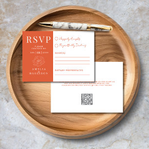 Verona Sunset Orange Floral Elegant Wedding RSVP Card