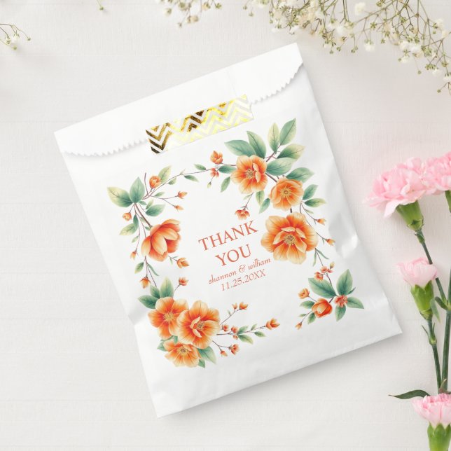 Verona sunset orange frame wedding Thank You Favour Bag (Sealed)