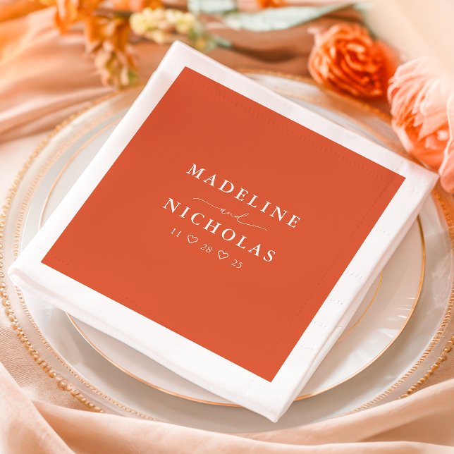 Verona Sunset Orange Modern Simple Wedding Napkin (Creator Uploaded)