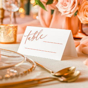 Verona Sunset Orange Simple Calligraphy Wedding  Place Card
