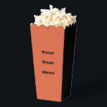 Verona Sunset Orange Solid Colour Favour Box<br><div class="desc">Movie Popcorn Style Shaped Party Favour Box with a customisable Your Text Here text template and printed with Verona Sunset Orange Solid Colour by TheFabricSeal print on demand shop at Zazzle.com #ZazzleMade ©️Original. https://www.zazzle.com/store/thefabricseal Love is in the air with Verona Sunset beautiful punchy orange colour named after the Italian city...</div>