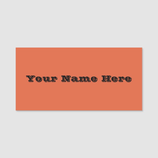Verona Sunset Orange Solid Colour Name Tag (Front)