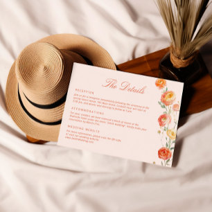 Verona Sunset Orange Wedding Details Enclosure Card