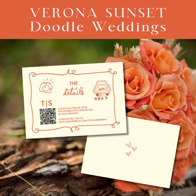 Verona Sunset QR Code Hand Drawn Doodle RSVP  Card (Creator Uploaded)