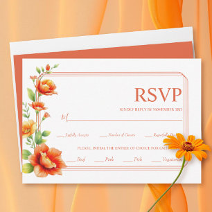Verona sunsetflowers and triple border wedding RSVP card