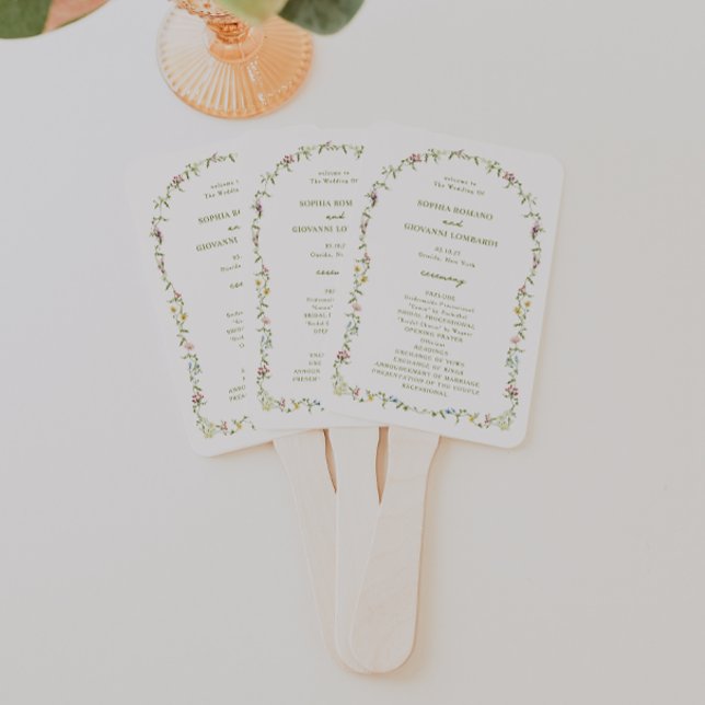 VERONA Wildflower Frame Wedding Program Hand Fan (Creator Uploaded)