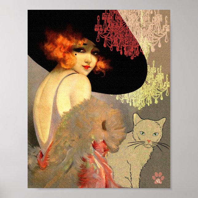 Veronica Cat and Chandelier Poster or Print (Front)