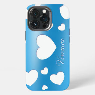 Veronica - Cute Hearts - romantic blue iPhone Case