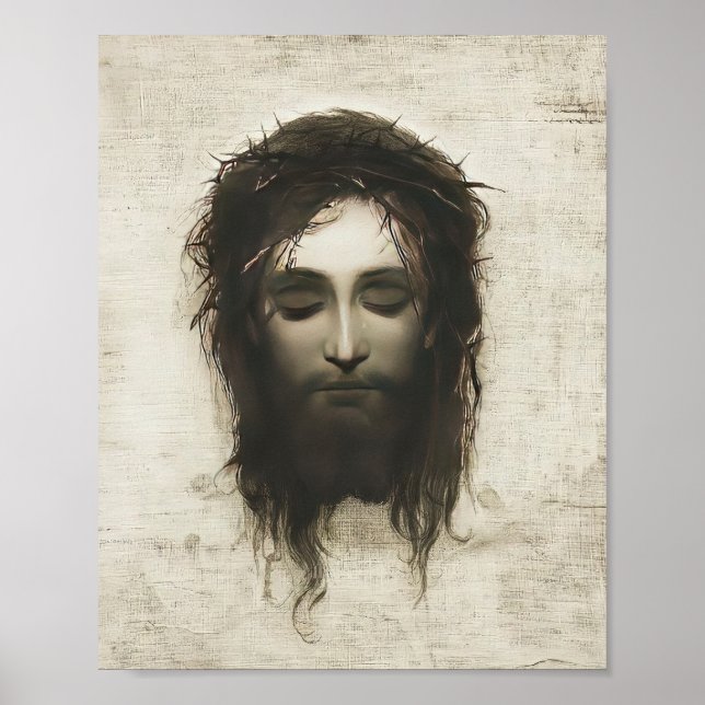Veronica Veil Shroud Jesus Face Crown of Thorns  Poster (Front)
