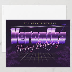 Veronika Name Vorname lila retro Karte Geburtstag Card