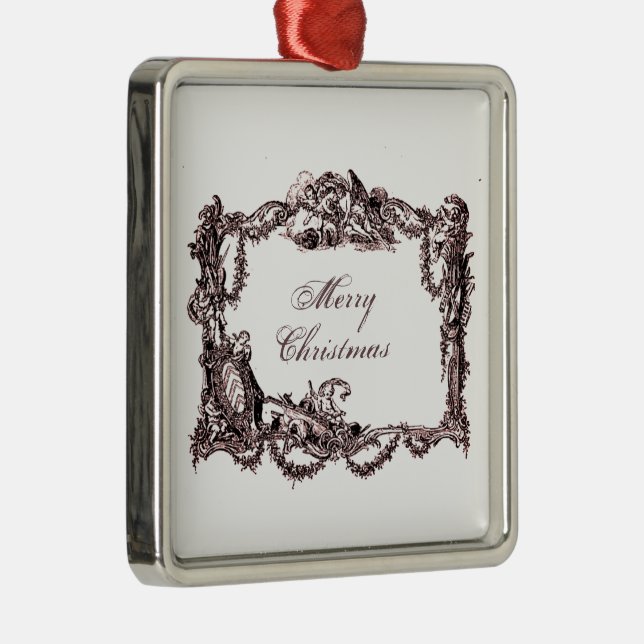 Versailles baroque Merry Christmas Weihnachten Metal Ornament (Right)