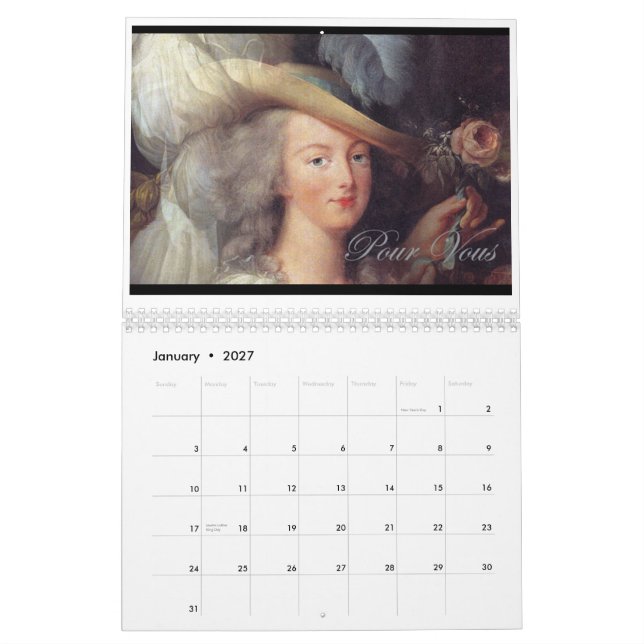 Versailles Calendar (Jan 2027)