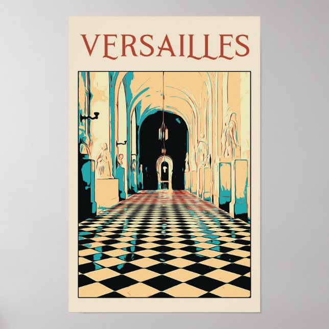 Versailles château illustration France Postcard Poster (Front)
