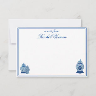 Versailles Chinoiserie Ginger Jar Monogram V Thank You Card