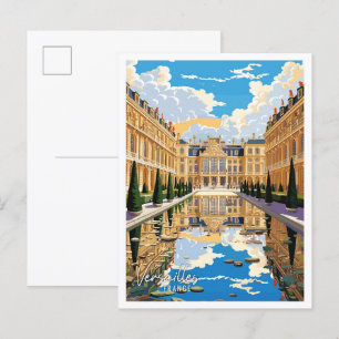 Versailles France Art vintage travel illustration Postcard