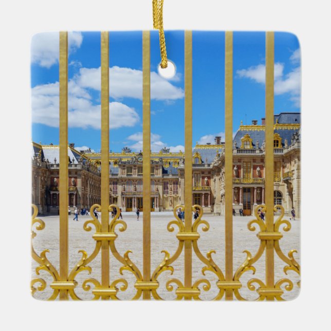 Versailles Palace courtyard through the gate Ceramic Ornament (Front)