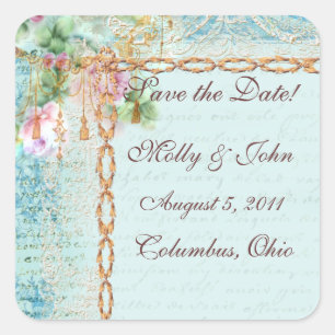 Versailles Pink Roses Save the Date Stickers
