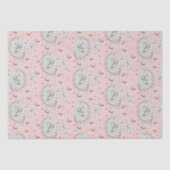 Versailles Strawberrys & Ribbons Pink  Tissue Paper (Front)