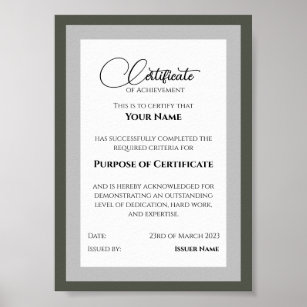 Versatile Achievement Certificate Template Poster