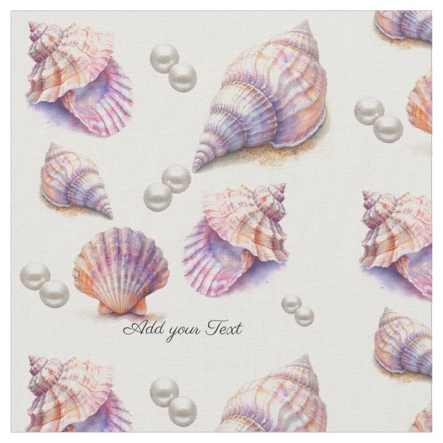 Versatile Coastal Seashells Nautical Theme Fabric (Close Up)