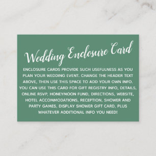 Versatile Custom Simple DIY Wedding Perfect Green Enclosure Card