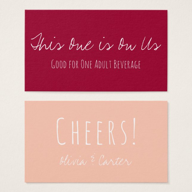 Versatile Drink Tickets in Vintage Red & Peach (Front & Back)